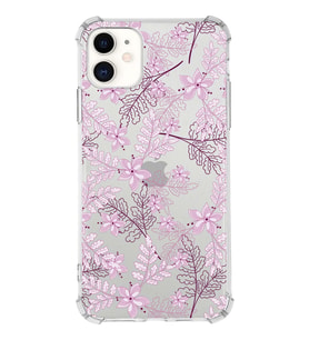 Apple iPhone 11 Uyumlu Köşe Korumalı Antişok  Kapak Floral Pudra Tasarımlı Şeffaf  Kılıf