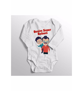 Bebek Beyaz Benim Süper Babam Yazısı Baskılı Zıbını