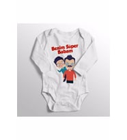 Bebek Beyaz Benim Süper Babam Yazısı Baskılı Zıbını