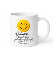 Gülümse Yazılı Baskılı Kupa Bardak Hediye Motivasyon Porselen Kupa