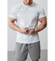 Ghassy Co. Erkek Nem Emici Hızlı Kuruyan Renk Solmayan Atletik Teknik Fitness Spor T-shirt (Beyaz)