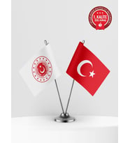 Milli Savunma Bakanlığı İkili Masa Bayrağı Set - Saten Kumaş 1. Kalite