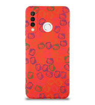 Huawei P 30 Lite Uyumlu Lansman Kılıf Hello Kitty Tasarımlı İçi Kadife Kırmızı Kapak (Şeffaf)