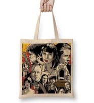 Pulp Fiction Illüstrasyon Bez Çanta Uzun Saplı