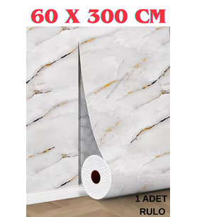 60cm x 3 Metre Tek Parça Yapışkanlı Rulo Mermer Desenli Duvar Paneli Kağıdı Silinebilir TX-076-LUNA
