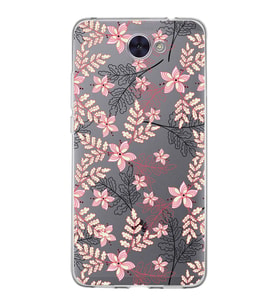 Huawei Y7 2017 Uyumlu Kapak Floral Kırmızı Tasarımlı Şeffaf Silikon Kılıf