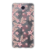 Huawei Y7 2017 Uyumlu Kapak Floral Kırmızı Tasarımlı Şeffaf Silikon Kılıf