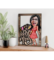 BK Gift Kişiye Özel Anneler Günü Karikatürlü 3D Ahşap Tablo, Anneye Hediye, Anneler Günü Hediyesi-2