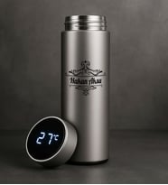 BK Gift Kişiye Özel İsimli Filtreli Dijital Göstergeli Gümüş Çelik Termos-6, Arkadaşa Hediye, Sevgiliye Hediye, Yeni İş Hediyesi (Beyaz)