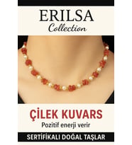 Sertifikalı Kırık Taşlı Model İnci Çilek Kuvars Taşı Kolye Kalp Çakra Dengesi Sağlar (Çok Renkli)