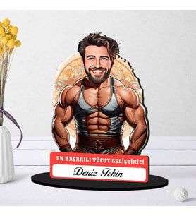 Kişiye Özel Erkek Vücut Geliştiricisine Hediye Karikatürlü Biblo