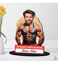 Kişiye Özel Erkek Vücut Geliştiricisine Hediye Karikatürlü Biblo