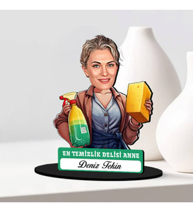 Anneye Hediye Temizlik Delisi Anne Karikatürlü Biblo