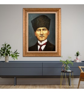 Altın Varaklı Paspartulu Çerçeveli Tablo rv1263