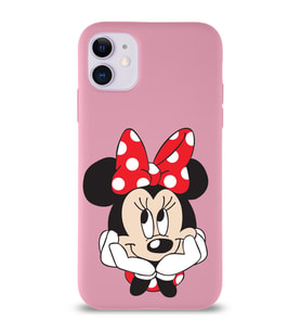 Apple iPhone 11 Uyumlu Lansman Kılıf Minnie Mouse Tasarımlı Altı Kapalı İçi Kadife Kaplı  Kapak (Şeffaf)