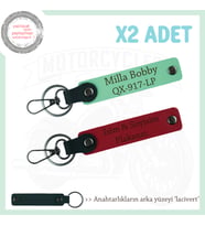 Tüm Şöförler İçin, İsim Ve Plaka Yazılı Çok Anlamlı Hediye x2'li Anahtarlık Set, Kırmızı-Yeşil-Laci