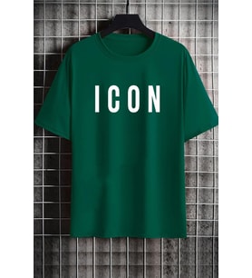 Unisex Icon Baskılı T-shirt (Yeşil)