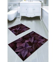 Mürdüm Yapraklı Banyo Halısı Klozet Takımı Paspas Seti BS020