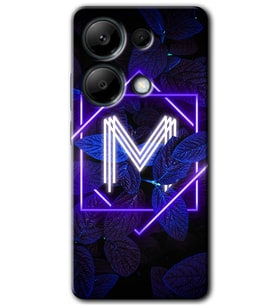 Poco M6 Pro Kılıf HD Desen Baskılı Kılıf - Dark Neon Yaprak M Harfi