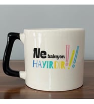Ne Bakıyon Hayırdır Baskılı Siyah Kulplu D Kupa