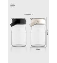 Renga Mono 1700 ml 2'li Cam Kavanoz Seti 131072 Siyah-Bej (Çok Renkli)