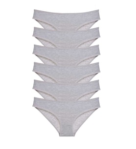 6 adet Süper Eko Set Likralı Kadın Slip Külot Gri