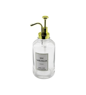 YUVARLAK CAM ŞİŞE - ŞEFFAFSIVI SABUNLUK 500ML POMPA - MUSLUK AYRIK MODEL BAŞLI (5343)