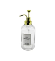 YUVARLAK CAM ŞİŞE - ŞEFFAFSIVI SABUNLUK 500ML POMPA - MUSLUK AYRIK MODEL BAŞLI (5343)