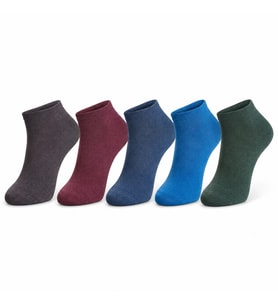 Erkek Pamuklu Patik Çorap 5'li 39-44 Dikişsiz Burun, Koku Karşıtı, Nefes Alan Sneaker — Çok Renkli 5'li, 39-44