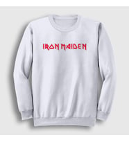 Presmono Unisex Beyaz Logo Iron Maiden Sweatshirt 86629tt (Beyaz)