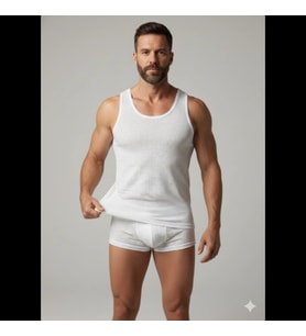 Erkek Beyaz File Tank Top Boxer Takımı