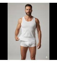 Erkek Beyaz File Tank Top Boxer Takımı