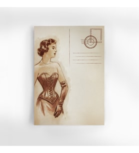 A6 (10,5x14,8 cm) 6’lı Tek Desen Eski Dönem Zarafeti Vintage Kadın Scrapbook & Mektup Kağıdı