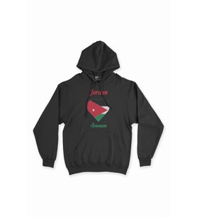 Amman Ürdün Bayraklı Kalpli Siyah Sweatshirt Hoodie