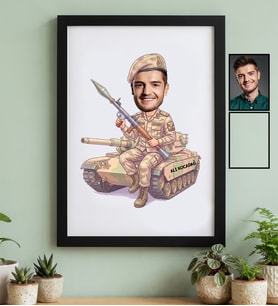 Kişiye Özel Karikatürlü Jandarma Siyah Çerçeve Jandarma Günü Hediyesi