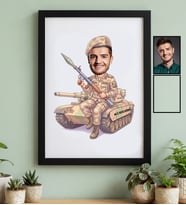 Kişiye Özel Karikatürlü Jandarma Siyah Çerçeve Jandarma Günü Hediyesi