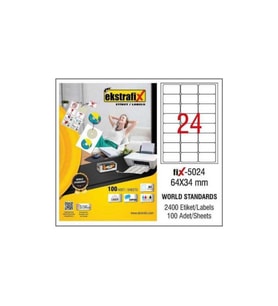 Ekstrafix Lazer Etiket 100 YP 64x34 Laser-Copy-Inkjet FİX-5024 (Beyaz)
