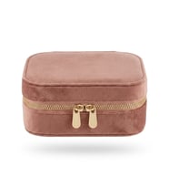 Takı Kutusu Düzenleyici Seyahat Çantası Kolye Yüzük Küpe Organizer Kadife Pembe 12cmx8cm