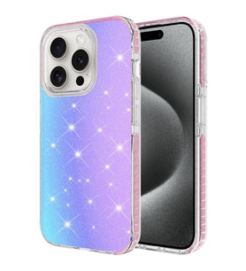 iPhone 15 Pro Kılıf Parlak Renk Geçişli Velle Kılıf (Pembe)
