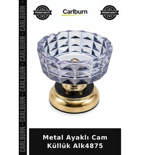 Özel Üretim Dekoratif Şık Masaüstü Sigir Aksesuar Metal Ayaklı Cam Küllük Alk4875