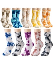 Unisex Batik Spor Çorap 10'lu Set Tie Dye Tenis Çorabı Koyu Retro Renkler Günlük Rahat Konforlu Stil — Çok Renkli, 36-40