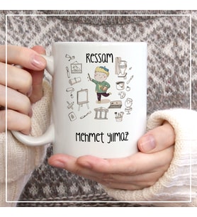 Ressam Kupa Bardak Fotoğraf Baskılı