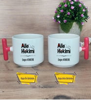 Aile Hekimi Kupa Bardak T Kırmızı Kulplu Doktora Tıp Bayramı Hediyesi