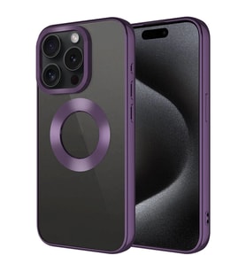 Apple iPhone 15 Pro Max Kılıf Tek Kamera Çerçeveli Logo Gösteren Zore Omega Kapak