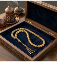 Golden Rosary Altın Parçacıklı Uçak Camı Yıldız Taşı Tesbih – Özel Tasarım Premium Tesbih