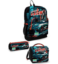 Coral High Kids Siyah Nefti Yarış Arabası Desenli 3'lü Okul Çanta Seti SET0123765