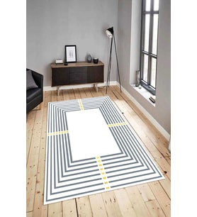 Dijital Baskılı Yıkanabilir Kaymaz Modern Renkli Salon Halısı Mutfak Halısı Yolluk ND-HY-976 (Beyaz)