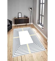 Dijital Baskılı Yıkanabilir Kaymaz Modern Renkli Salon Halısı Mutfak Halısı Yolluk ND-HY-976 (Beyaz)