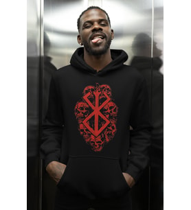 Tasarım Berserk Guts Logo Baskılı Unisex Oversize Anime Karakter Hoodie