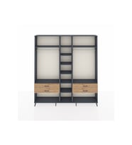 Arges Dolap 10 Raflı 4 Çekmeceli 2 Askılı 220x30x243 Antrasit-Antrasit/Çam